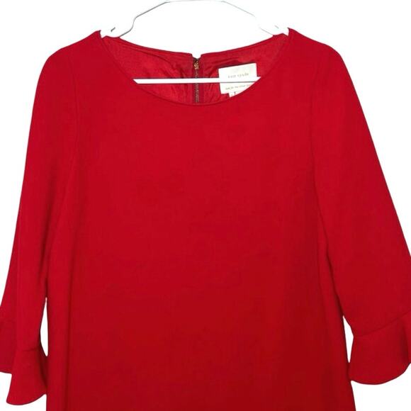 Kate Spade Women’s Luna Ruffle Sleeve Wool Blend Dress Red Size 6 - Picture 4 of 9